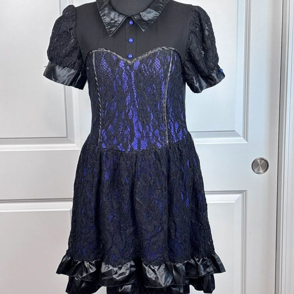 Amscan Women’s Halloween Costume Dress Large Black Purple Gothic Witch Lace